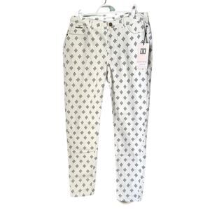 Ivanka Trump NWT White Printed Skinny Jean Denim Pants Tribal Print Mid Rise